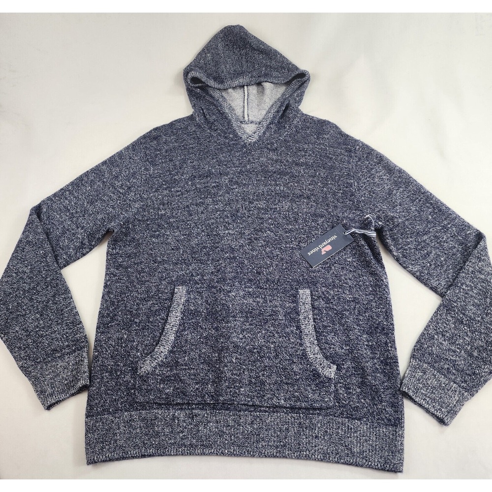 Vineyard Vines sweater hoodie M Medium 43" armpit blue pocket soft wool $228 men
